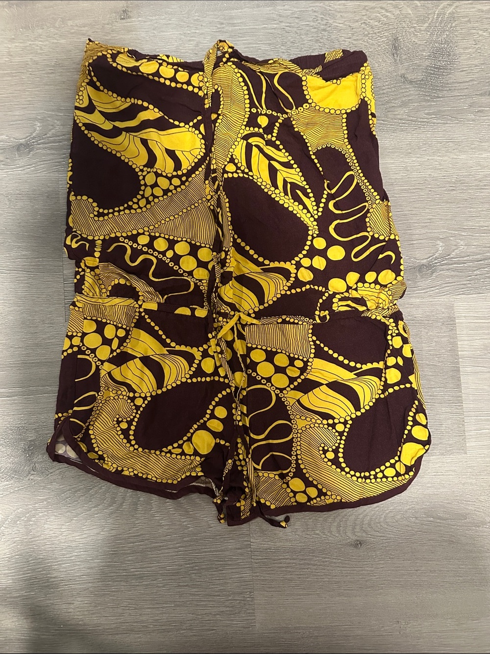 Totem Yellow & Maroon Printed Romper